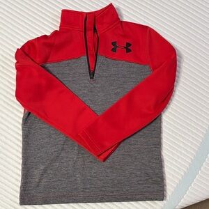 Under Armour Red and Gray Half-Zip Top